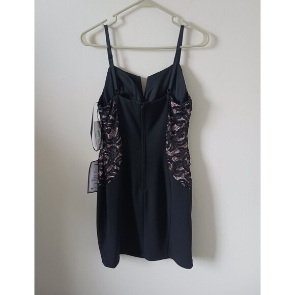 BCX Juniors Mini Bodycon Lace Dress Adjustable Straps Black Size11 - Picture 2 of 8